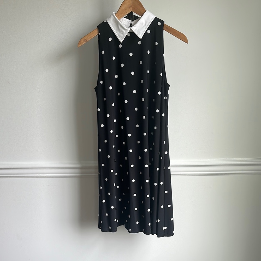 Vintage Lauren by Ralph Lauren Polka Dot Sleeveless Dress - Black and White